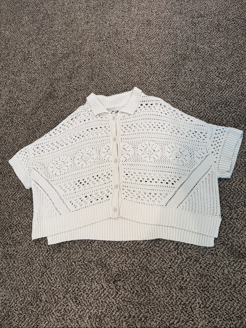 American eagle Women's Open-Knit Button-Front Sweater - Cream